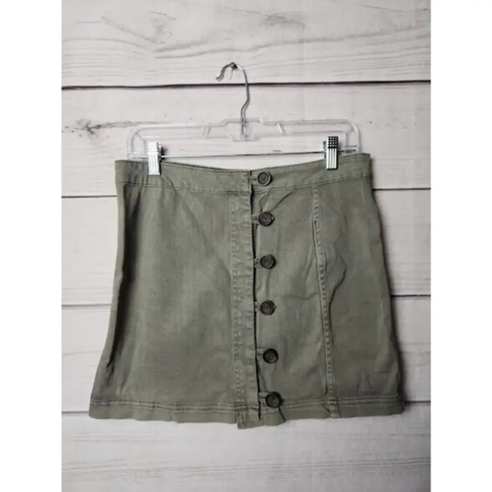Altar'd State Women's Green Denim‎ A Line Mini Skirt Size L